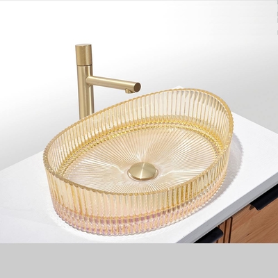 Bassins de récipients en verre de cristal en revêtement électroplaqué de couleur or riche