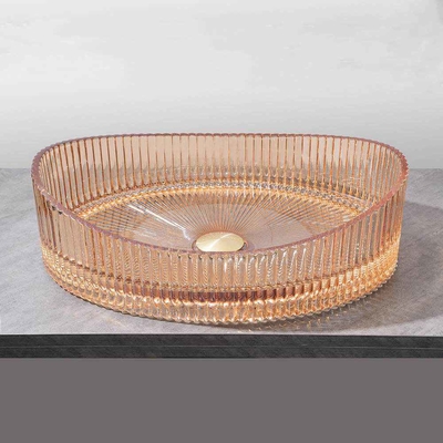 Couleur ambrée 500*370*140mm bassin de lavage en verre sans débordement pour une solution d'économie d'espace