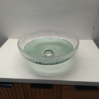 Bassins de récipients en verre finition lisse avec emplacement du drain central