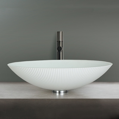 45 mm trou de drainage verre trempé évier forme ovale pour les salles de bains sophistiquées