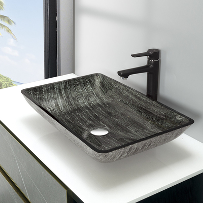 lavabos de salle de bains de 12mm cuvette en verre d'évier d'Art Rectangular Tempered de 16,5 pouces