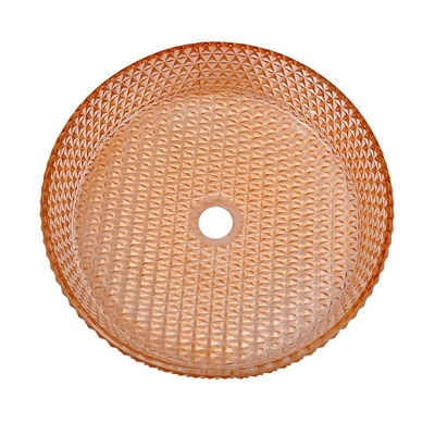 Évier de Diamond Round Wash Hand Basin Amber Color Glass Bowl Bathroom