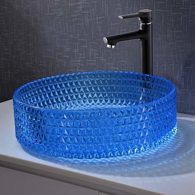 Autour du type couleur bleue Crystal Diamond en verre de lavabo de salle de bains de 120mm