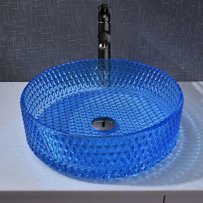 Autour du type couleur bleue Crystal Diamond en verre de lavabo de salle de bains de 120mm