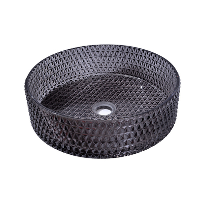 Diamond Shape Crystal Wash Basin évier rond noir transparent de partie supérieure du comptoir de 22 pouces
