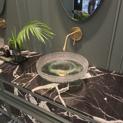 Bassins de récipients en verre rond de 12 mm d'épaisseur sans débordement Ronde d'épaisseur de 12 mm