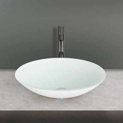 45 mm trou de drainage verre trempé évier forme ovale pour les salles de bains sophistiquées